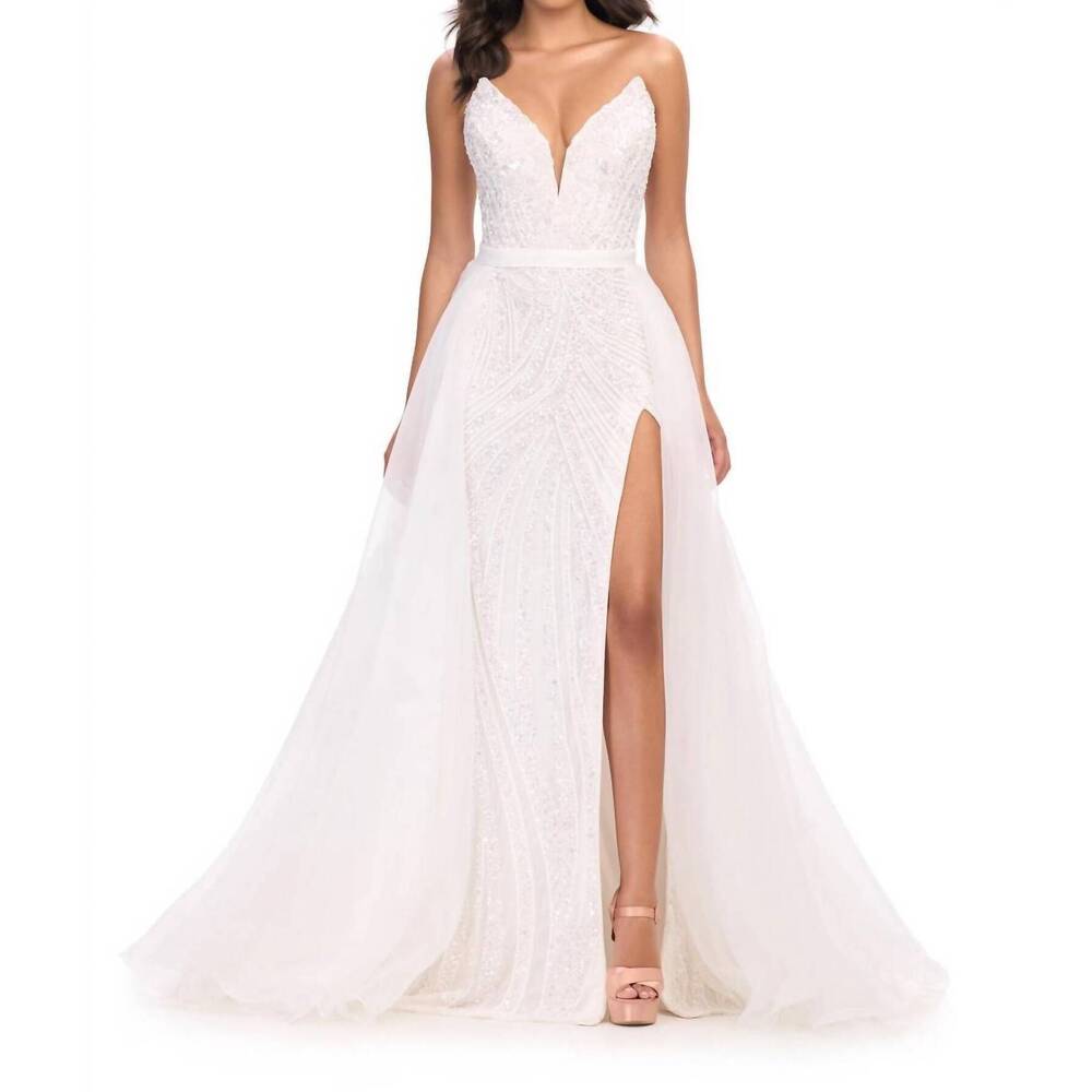 NEW ASHLEYLAUREN layered organza overskirt in ivory